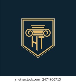 HT Initials Law Firm Logo Lawyer logo with creative law element