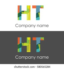 HT letter abstract mosaic shape icon colorful