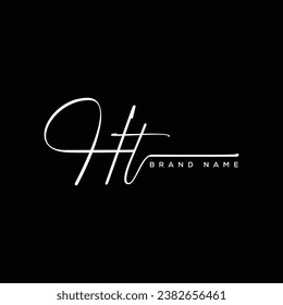 HT letter beauty handwriting vector logo. 
