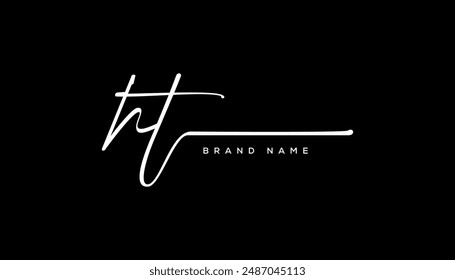 HT letter beauty handwriting vector logo. 