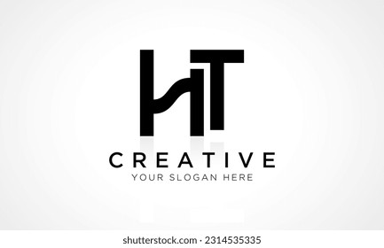 HT Letter Logo Design Vector Template. Alphabet Initial Letter HT Logo Design With Glossy Reflection Business Illustration.