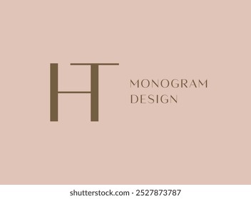 Diseño de icono de logotipo de letra HT. Monograma de las iniciales de lujo de estilo clásico.