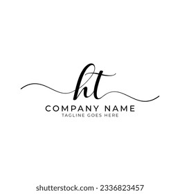 Diseño del logotipo del vector de caligrafía abstracta de marca HT o hit