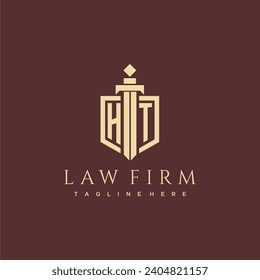 HT letter monogram for law firm with sword and shield logo image