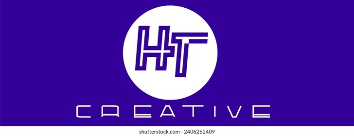 HT logo 2 letters circle monogram initials abstract font creative identity icon vector template