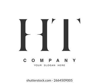 HT Logo Design. Anfangsbuchstabe h und t Serifenschriftart. Kreative klassische Firmenname Typografie. Trendy Logotype oder Identität. Vektorgrafik.