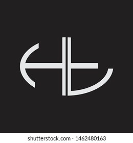 HT Logo letter oval monogram design template with black and white colors