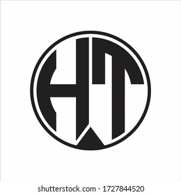 Monograma del logotipo HT con estilo de la cinta en fondo blanco