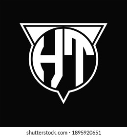 HT Logo monogram with circle shape and half triangle rounded on black background