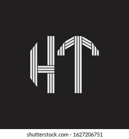 HT Logo monogram with outline style linked isolated on black background