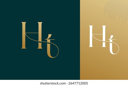logotipo ht, ht, th, o logotipo, casamento, spa, cosmético, ouro, abstrato, joias, moda, casal, beleza, hotel, casado, negócio, moderno, vetor, carta, arte, ilustração, modelo, monograma, sinal, simbo