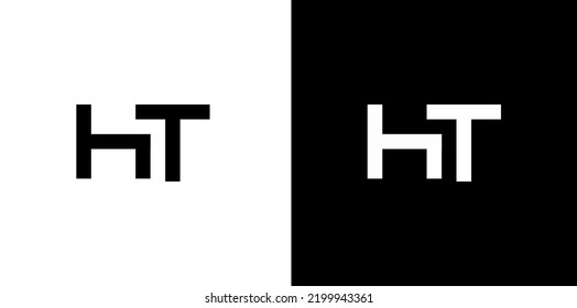 HT monogram initials logo concept, black and white color.