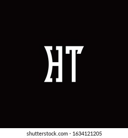 HT monogram logo with curved side style design template