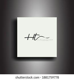 HT Signature style monogram.Calligraphic lettering icon and handwriting vector art.
