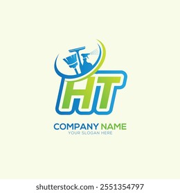 HT or TH Letter Local Cleaning vector logo. Cleaning service logo vector