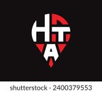 HTA letter location shape logo design