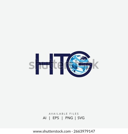 HTG Global Technology Logo,  Professional and Sleek Abstract Globe Logo, Futuristic Globe and HTG Lettering Logo