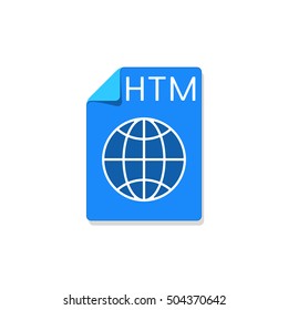 HTM file type icon. Vector illustration isolated on white background.