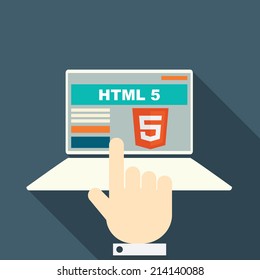 HTML 5 responsive web design on various devices. Eps10 vector illustration.