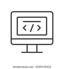 HTML closing tag, icon in line design. HTML, closing, tag, code, web design, HTML tag, markup on white background vector. HTML closing tag, icon in line design editable stroke icon