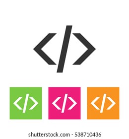 HTML code angle bracket line art icon for apps and websites