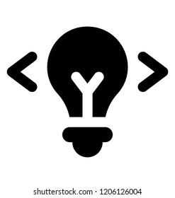 
Html code and light bulb together giving idea of web coding icon concept 
