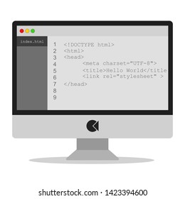 HTML Code on computer monitor. HTML source code.