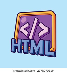 HTML Code Script Symbol Flat Design Vector Illustration