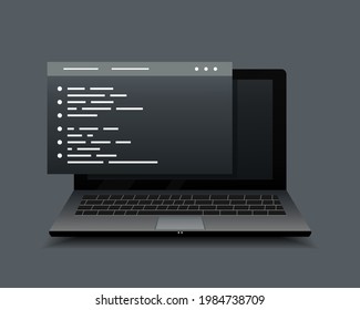 HTML code website. Coding, programming on laptop. Web development. Programming html or php code . Illustration vector