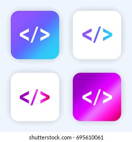 HTML coding bright purple and blue gradient app icon