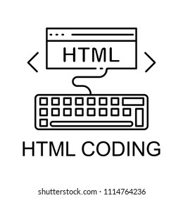 html coding icon. Element of web development signs with name for mobile concept and web apps. Detailed html coding icon can be used for web and mobile on white background