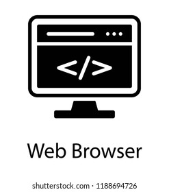 Html coding on monitor screen is icon for web development 