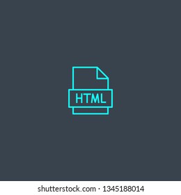 HTML concept blue line icon. Simple thin element on dark background. HTML concept outline symbol design. Can be used for web and mobile UI/UX