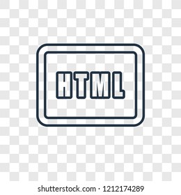 Html concept vector linear icon isolated on transparent background, Html concept transparency concept in outline style