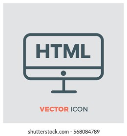 html developer line vector icon