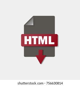 HTML download icon on background. HTML button .