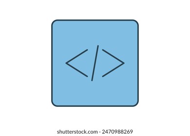 HTML Editor icon. icon related to edit tool. suitable for web site, app, user interfaces, printable etc. flat line icon style. simple vector design editable