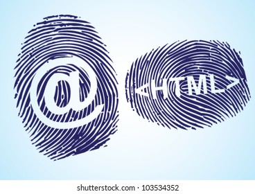 HTML and EMail symbol in thumbprint