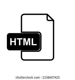 HTML file extension Icon Vector.  Perfect Black pictogram illustration on white background