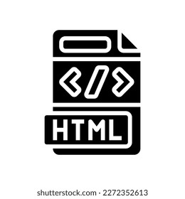 html file format document glyph icon vector. html file format document sign. isolated symbol illustration