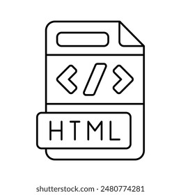 html file format document line icon vector. html file format document sign. isolated contour symbol black illustration