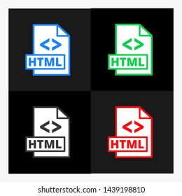HTML File Format Icon Colorful Dark Background