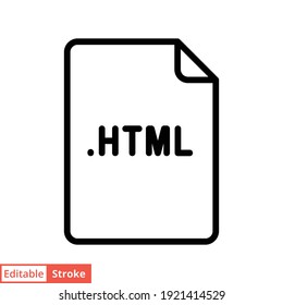 HTML file format line icon. Linear style sign for mobile concept and web design. Simple outline symbol. Vector illustration isolated on white background. Editable stroke EPS 10.