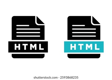 HTML file icon format. Simple flat design style.