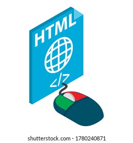 Html file icon. Isometric illustration of html file vector icon for web