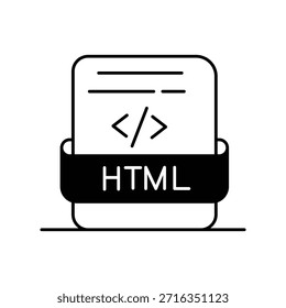 HTML FILE icon with white background vector stock illustration