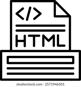 Html File Line Vector Icon Design