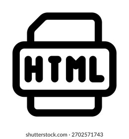 HTML File Professional Line Icon. Modern vector illustration representing web development, coding structure, and digital document files.
