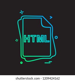 HTML file type icon design vector