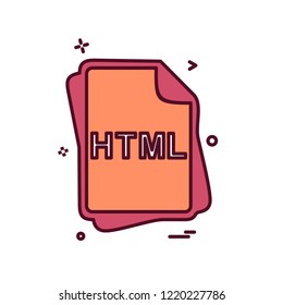 HTML file type icon design vector